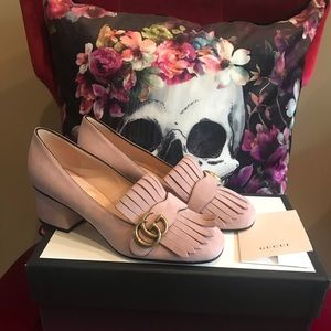 💕GUCCI💕 Blush Suede Mid Heel Pump Loafer